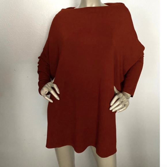 Bryn Walker Dimitri French Terry Knit Draped Neck Dolman Oversized Tunic - Picture 1 of 3